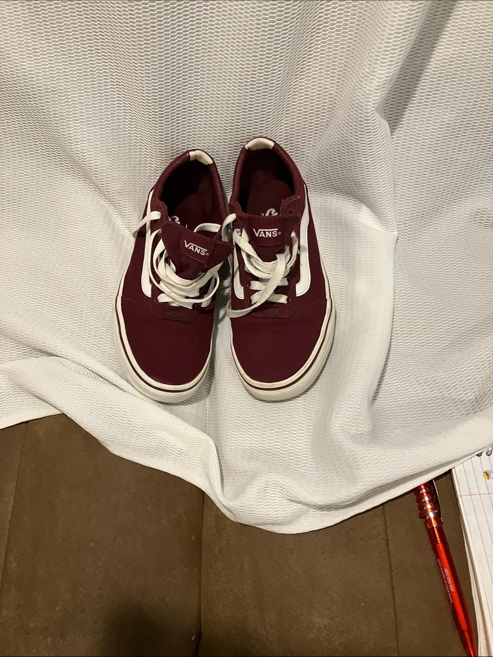 Vans Kids Maroon Old Skool Sneakers with White Stripe